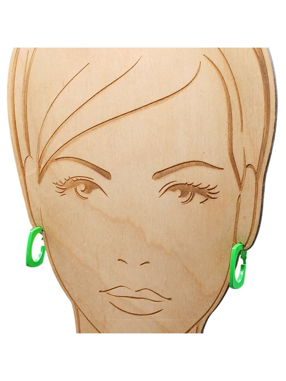 Green Square Enamel Hoop Earrings with Clip On Closure